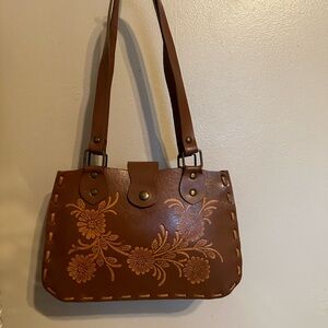 Vintage Faux Leather floral embossed small shoulder boho bag